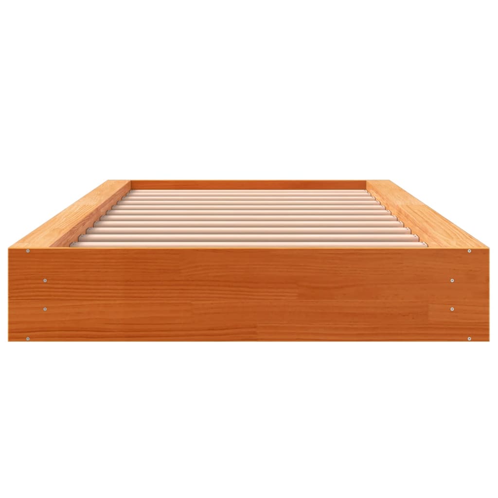 Cama sem colchão 75x190 cm madeira de pinho maciça castanho-mel