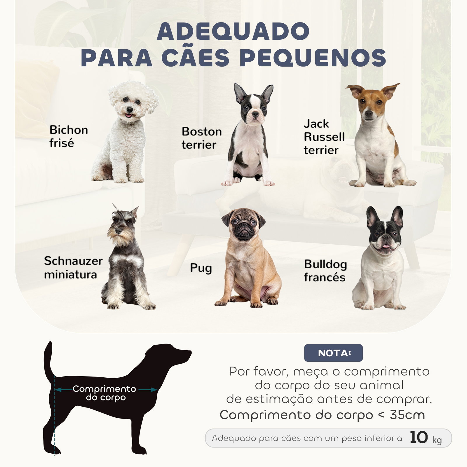 Sofá para cães pequenos com pés de madeira almofada removível e capa lavável 86x55x33 cm cinzento claro
