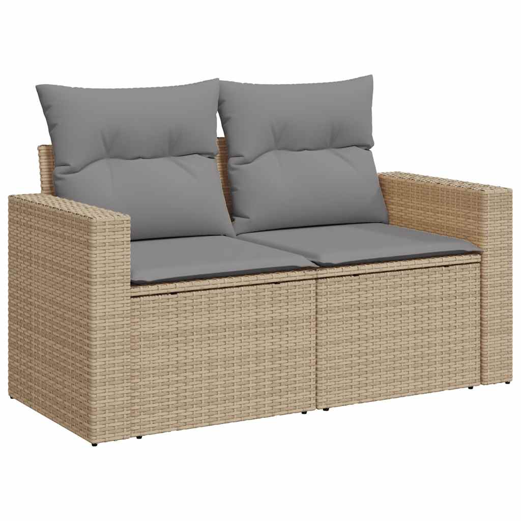 11 Pcs conjunto sofás de jardim c/ almofadões vime PE bege