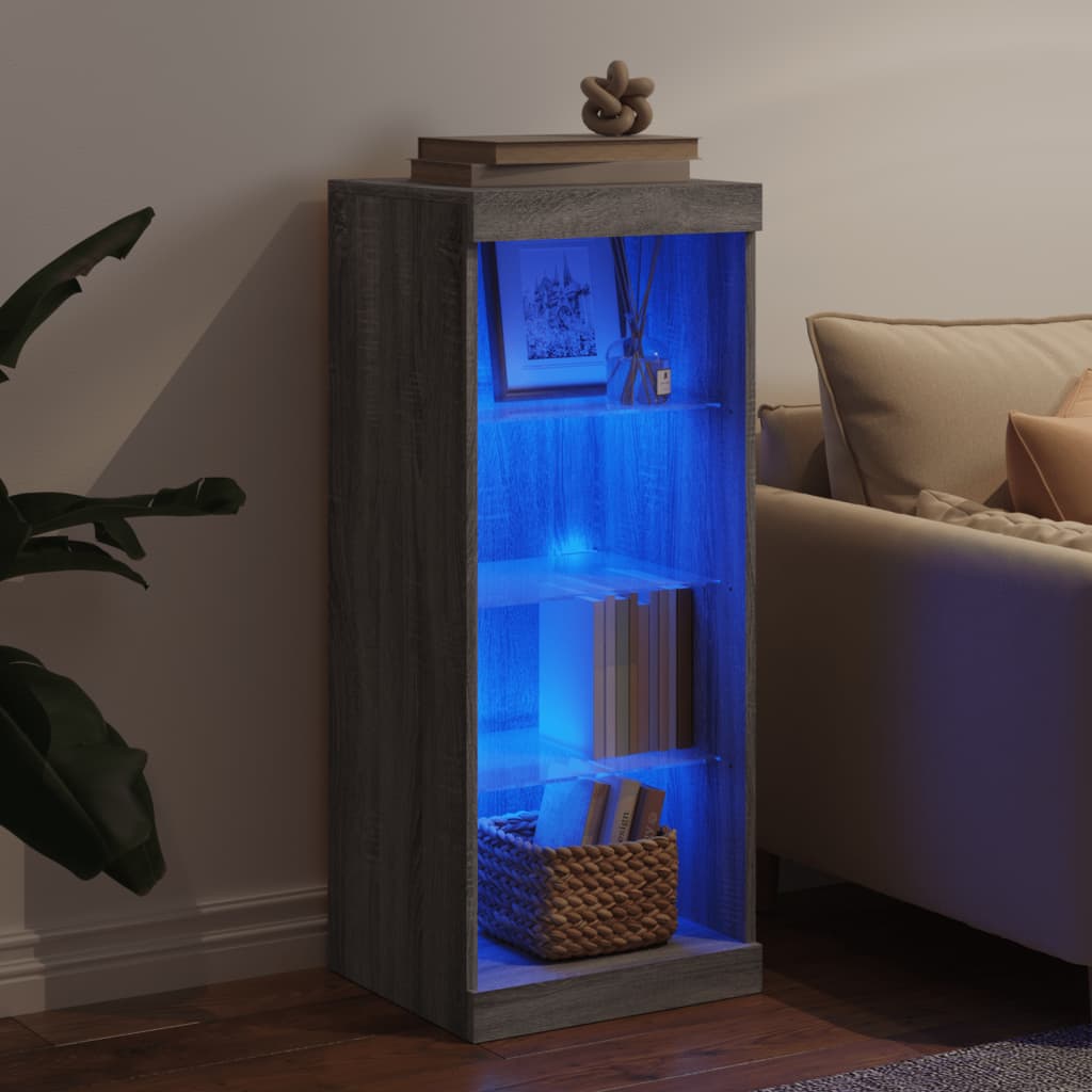 Aparador com luzes LED 41x37x100 cm cinzento sonoma