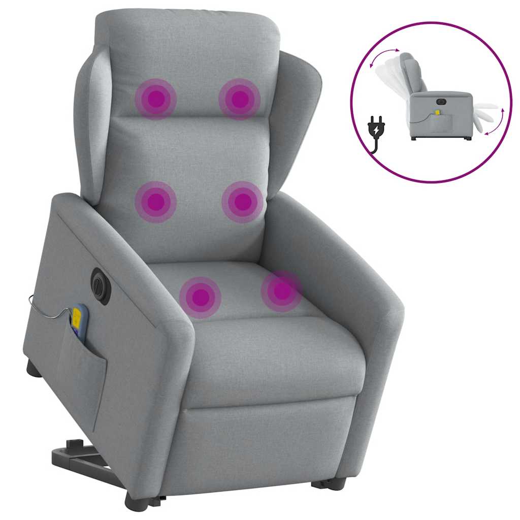 Poltrona elétrica reclinável massagens tecido cinzento-claro