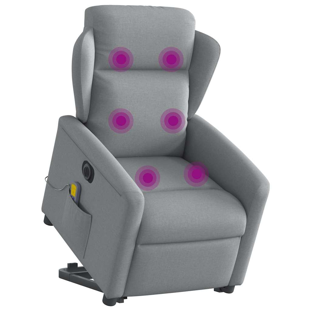 Poltrona elétrica reclinável massagens tecido cinzento-claro