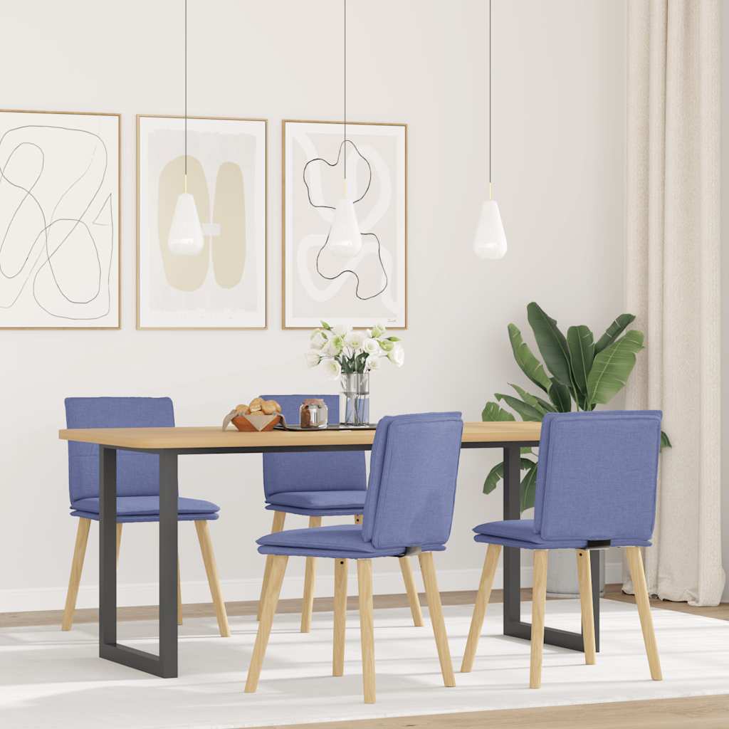 Cadeiras de jantar 4 pcs jeans tecido azul