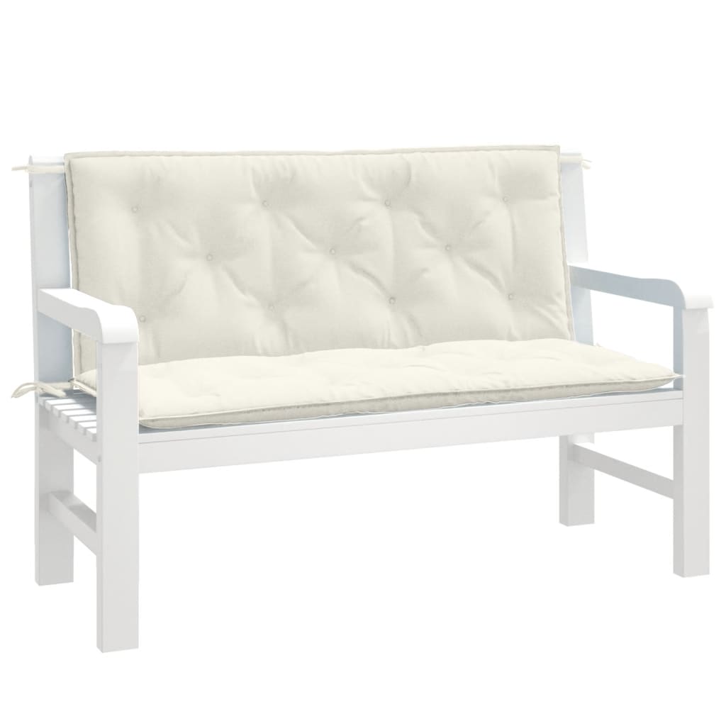 Almofadões banco jardim 2pcs 120x50x7cm mesclado creme
