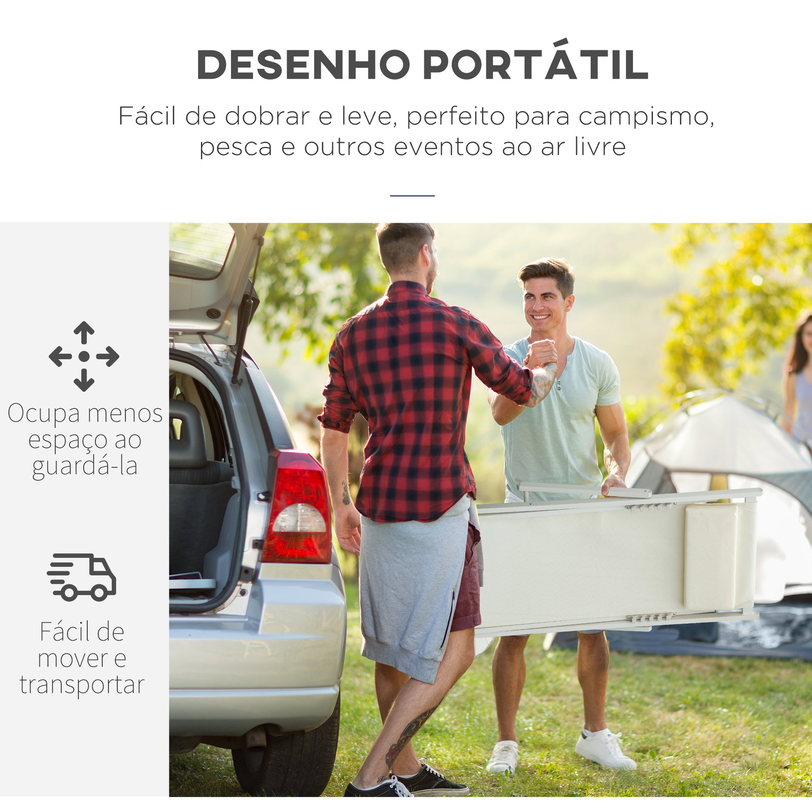 Conjunto de 2 espreguiçadeiras dobráveis de alumínio com encosto ajustável em 5 posições e apoio de cabeça 60x100x85 cm branco