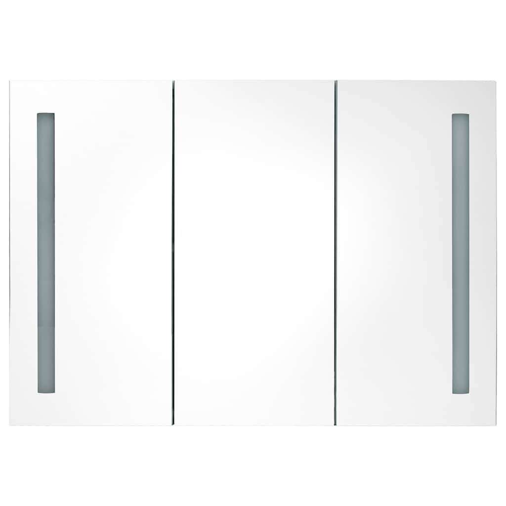 Armário espelhado casa de banho LED 89x14x62 cm branco/carvalho
