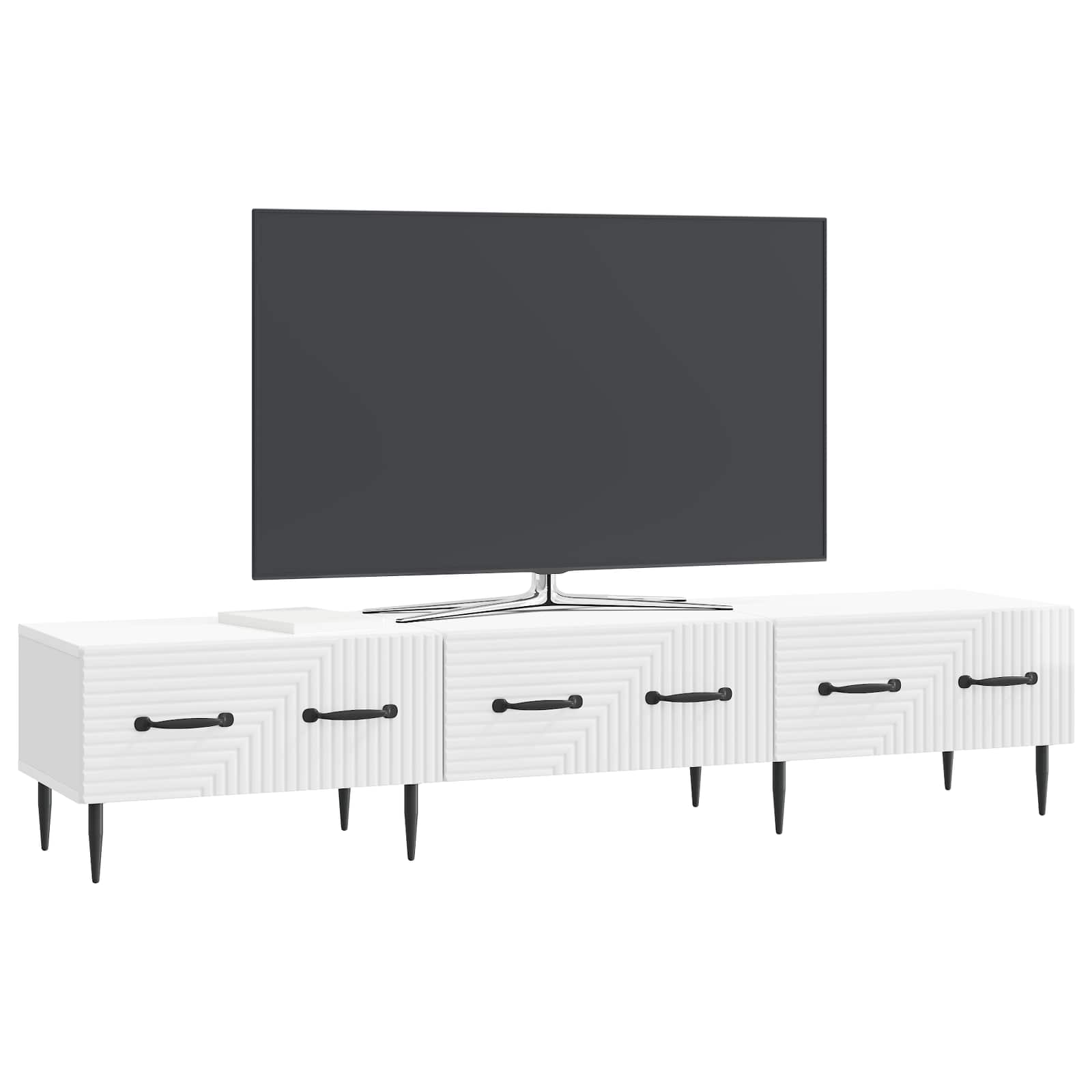 Gabinete para TV com gaveta branco brilhante 147 x 34,5 x 30 cm
