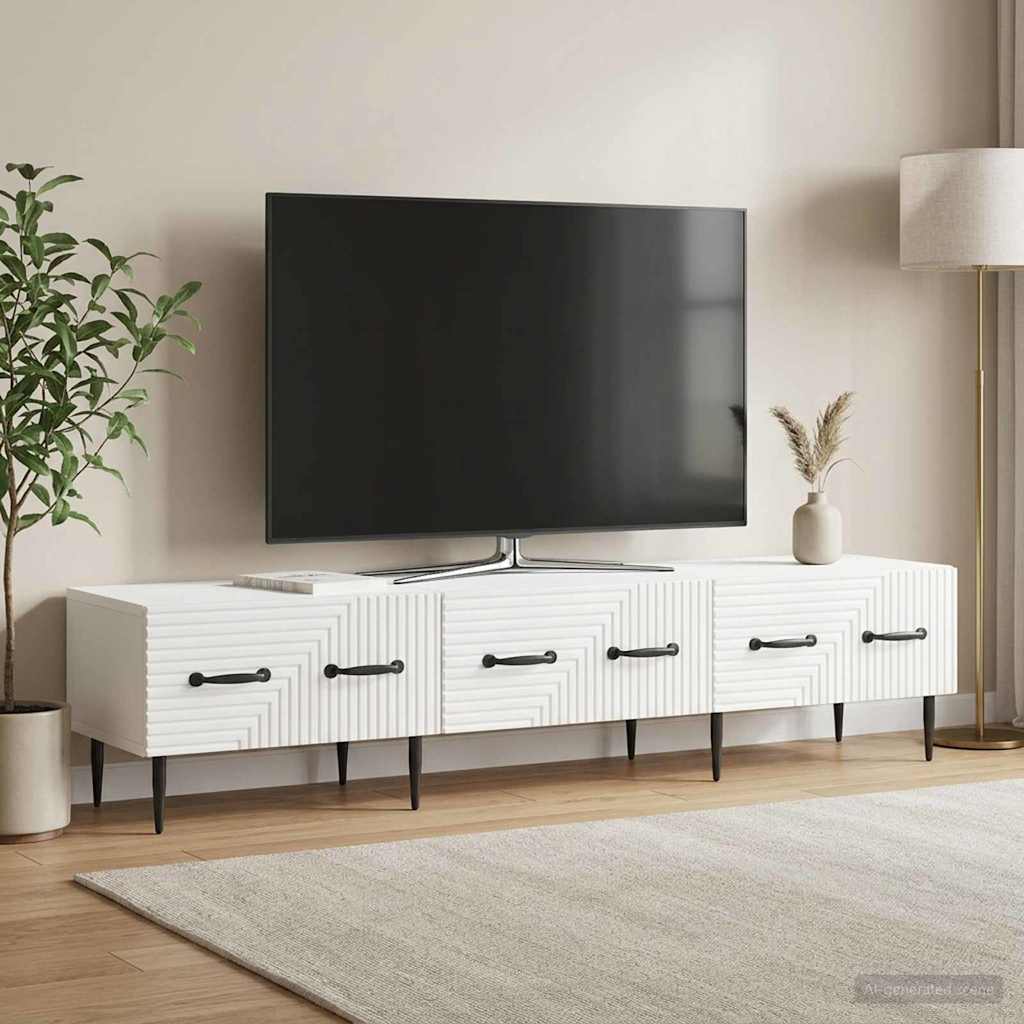 Gabinete para TV com gaveta branco brilhante 147 x 34,5 x 30 cm