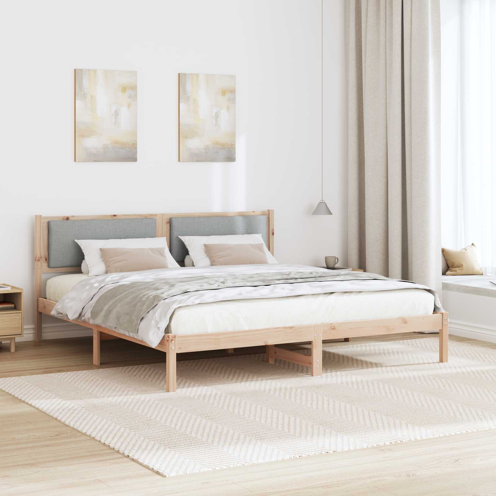 Estrutura da cama com cabeceira cinzento-claro 180 x 200 cm