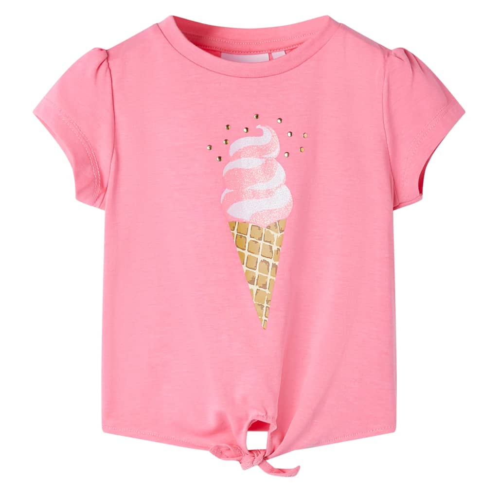 T-shirt de criança rosa-brilhante fluorescente 92