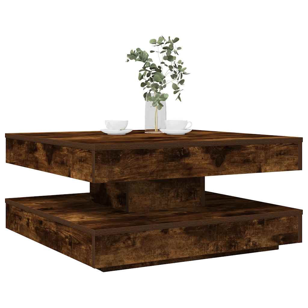 Mesa de centro rotativa a 360graus 70x70x34,5cm carvalho fumado