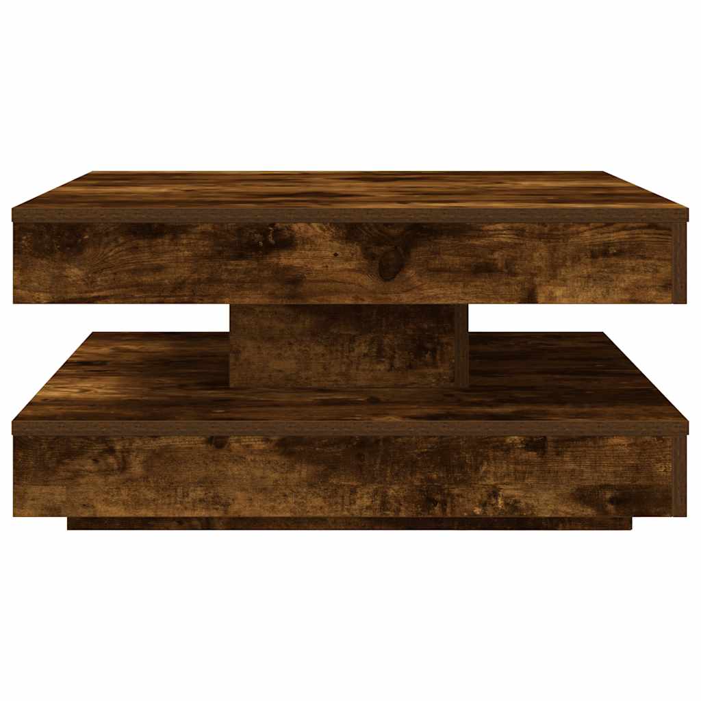 Mesa de centro rotativa a 360graus 70x70x34,5cm carvalho fumado