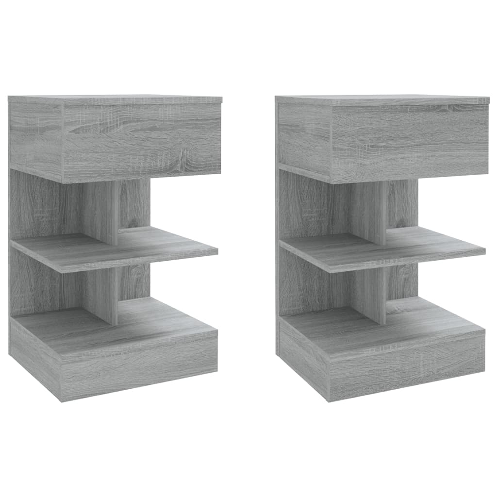 Mesa cabeceira 2pcs 40x35x65cm derivado madeira cinzento sonoma
