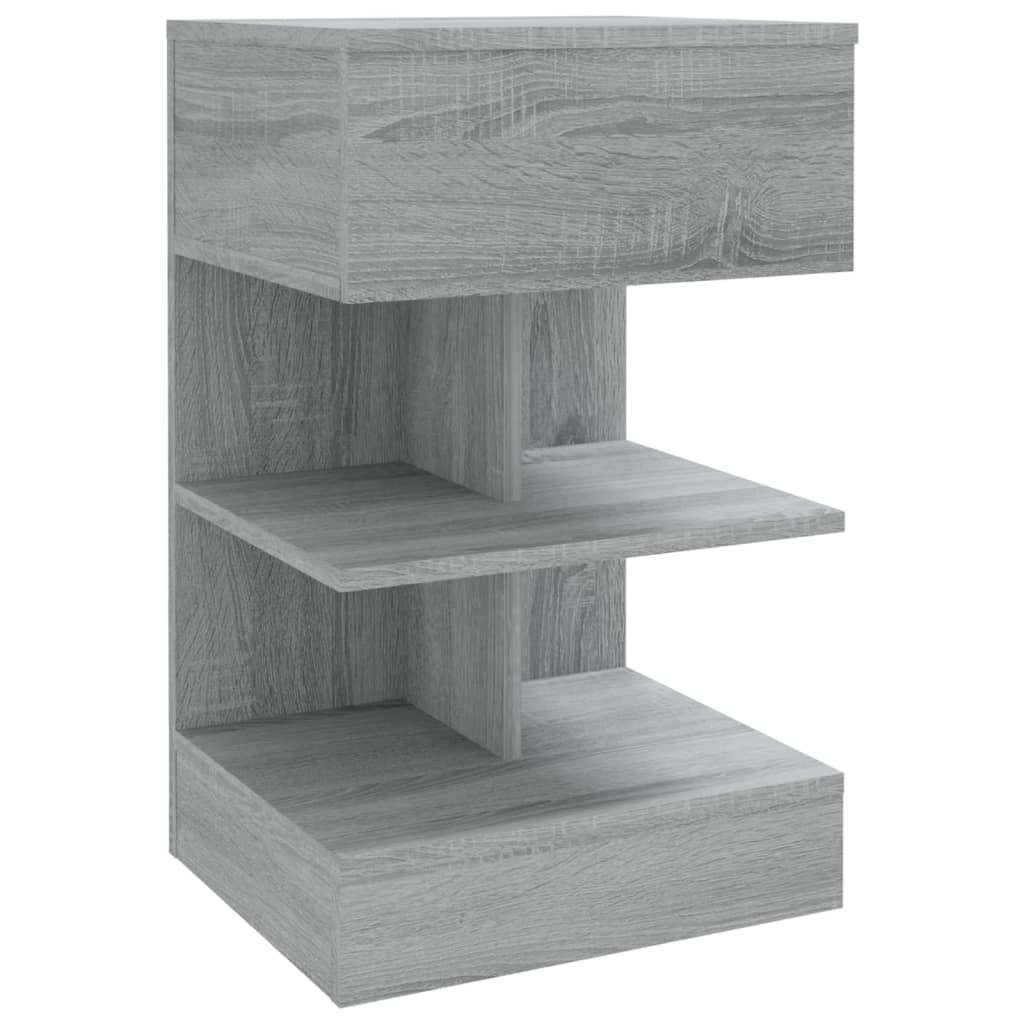 Mesa cabeceira 2pcs 40x35x65cm derivado madeira cinzento sonoma