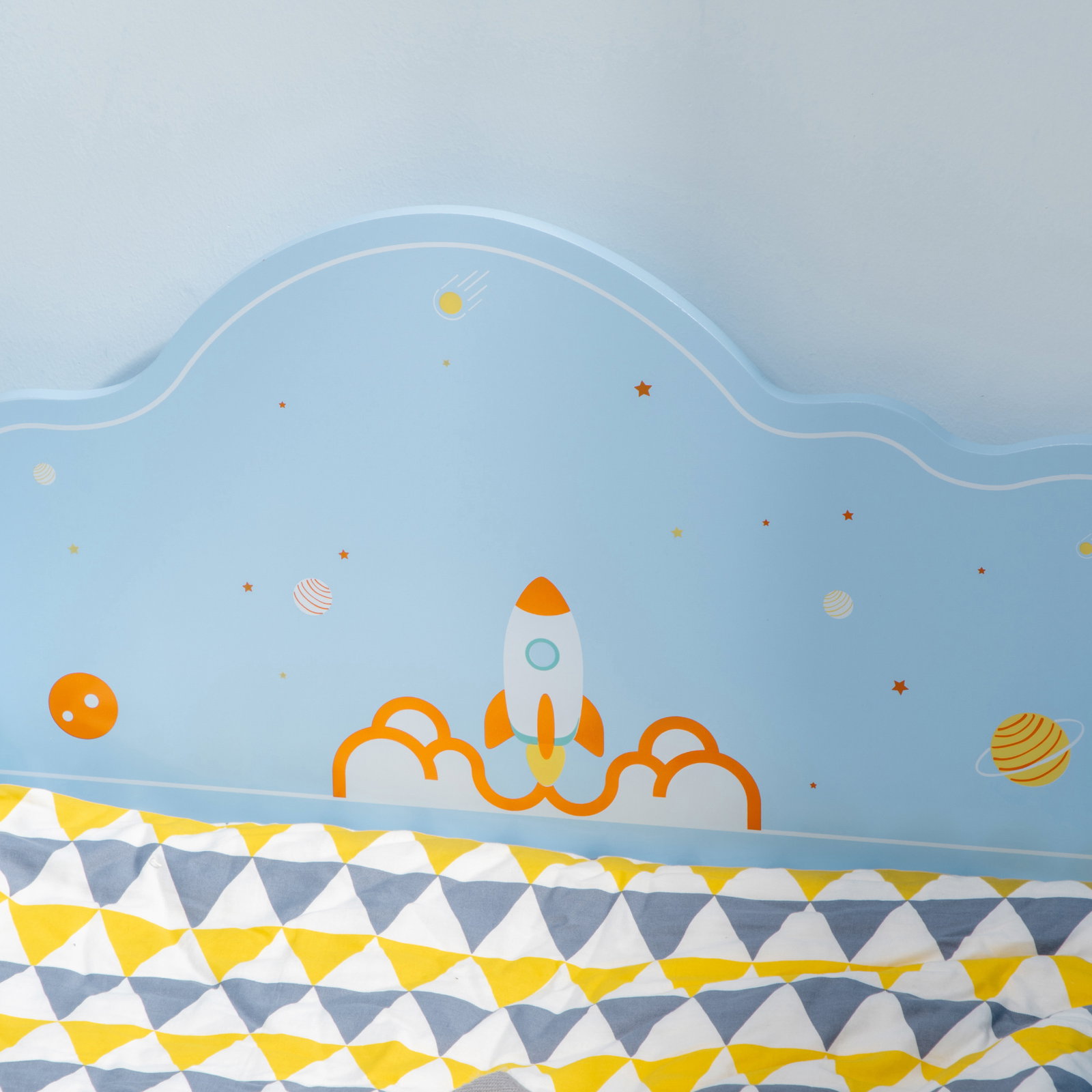Cama para crianças de 3-6 anos 143x74x59cm cama infantil de madeira com barreiras de proteção azul