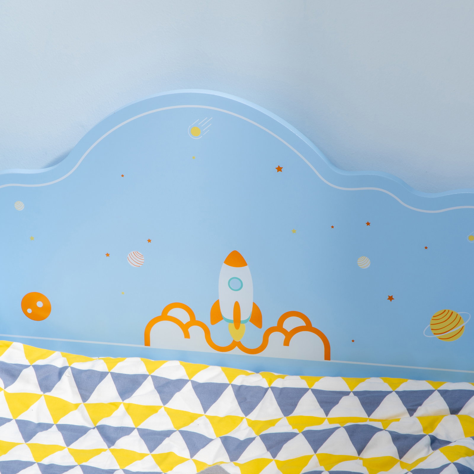 Cama para crianças de 3-6 anos 143x74x59cm cama infantil de madeira com barreiras de proteção azul