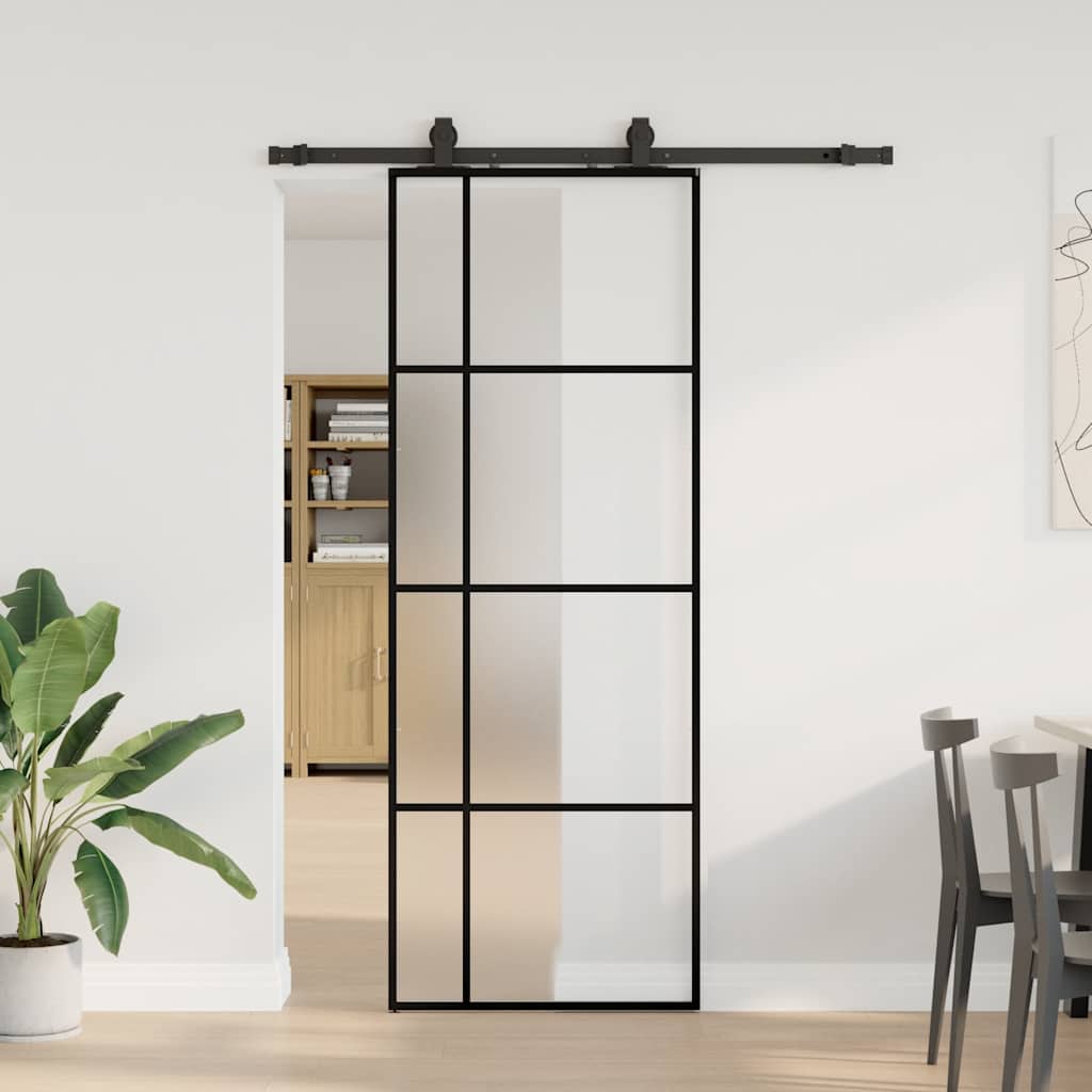 Porta deslizante c/ conj. ferragens 76x205cm vidro esg preto