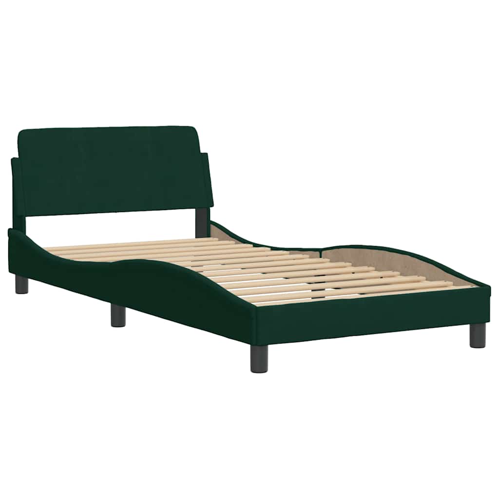 Estrutura de cama dover 100x200 cm veludo verde-escuro