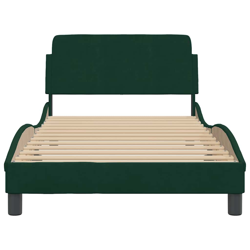 Estrutura de cama dover 100x200 cm veludo verde-escuro
