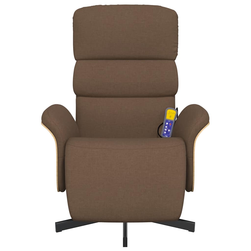 Cadeira de massagens reclinável c/ apoio de pés tecido castanho