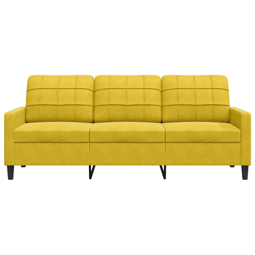 Sofá de 3 lugares 180 cm veludo amarelo