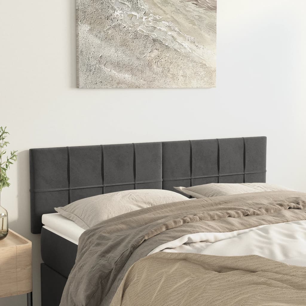 Cabeceiras cinzento-escuro 144x5x78/88 cm veludo