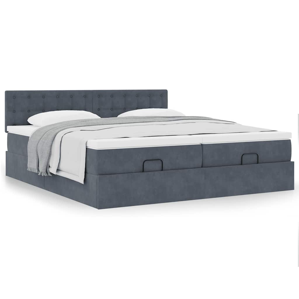 Estrutura cama otomana colchões 160x200 cm cinzento escuro