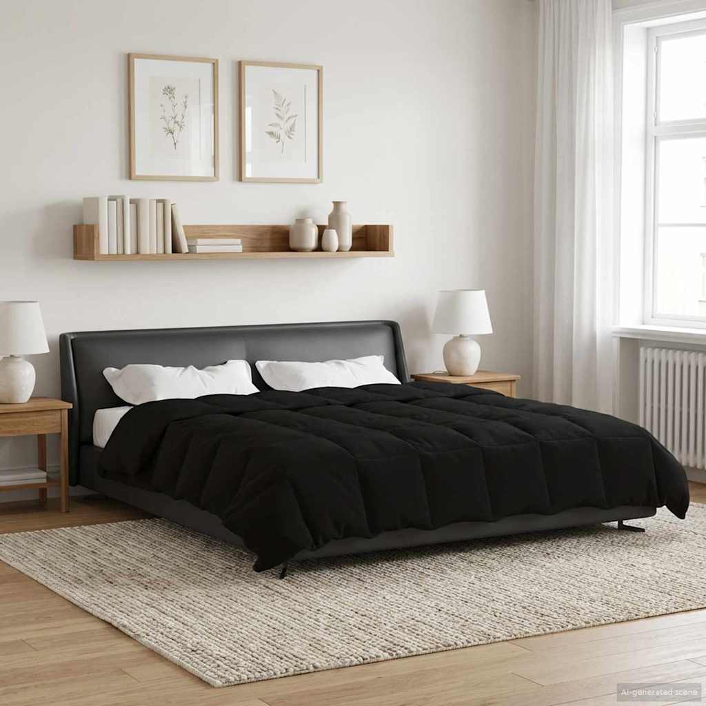 Edredom de verão simples preto 200 x 200 cm microfibra