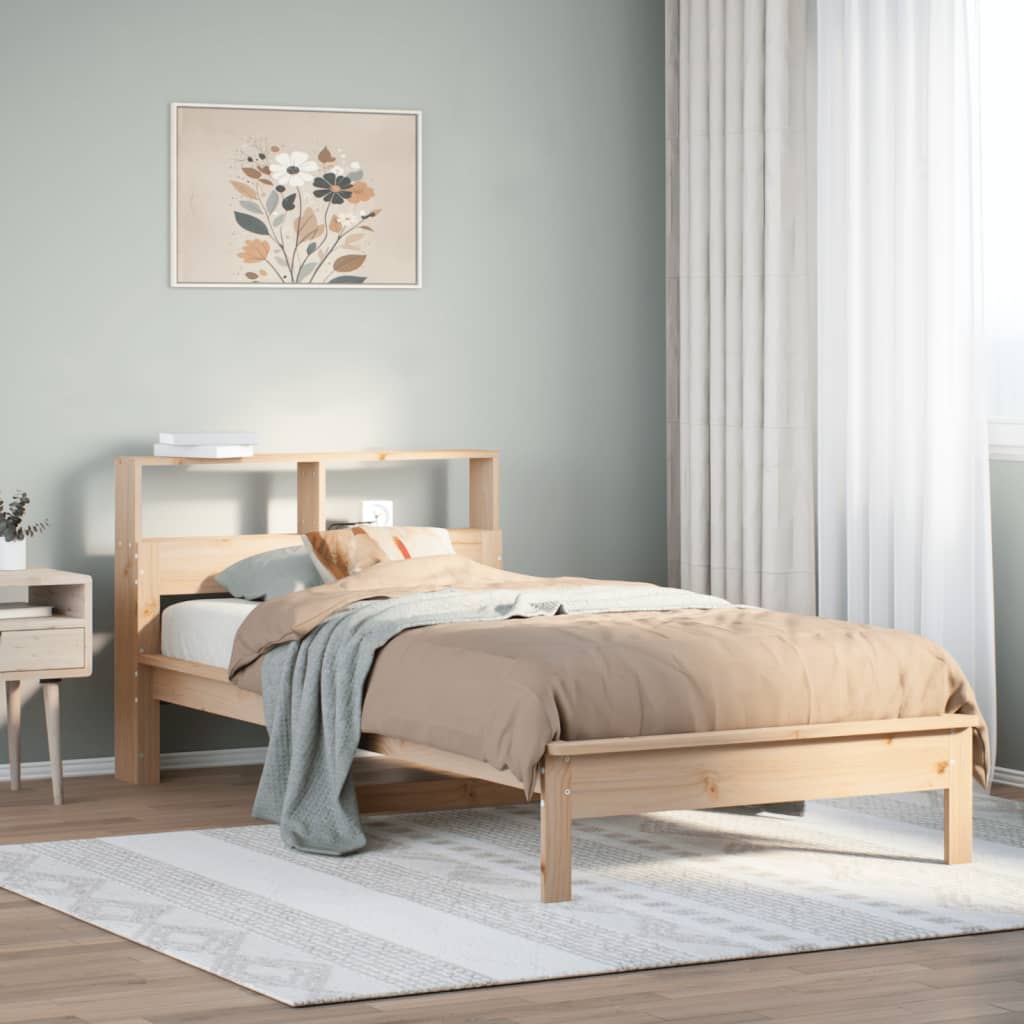 Cama com estante sem colchão 100x200 cm pinho maciço