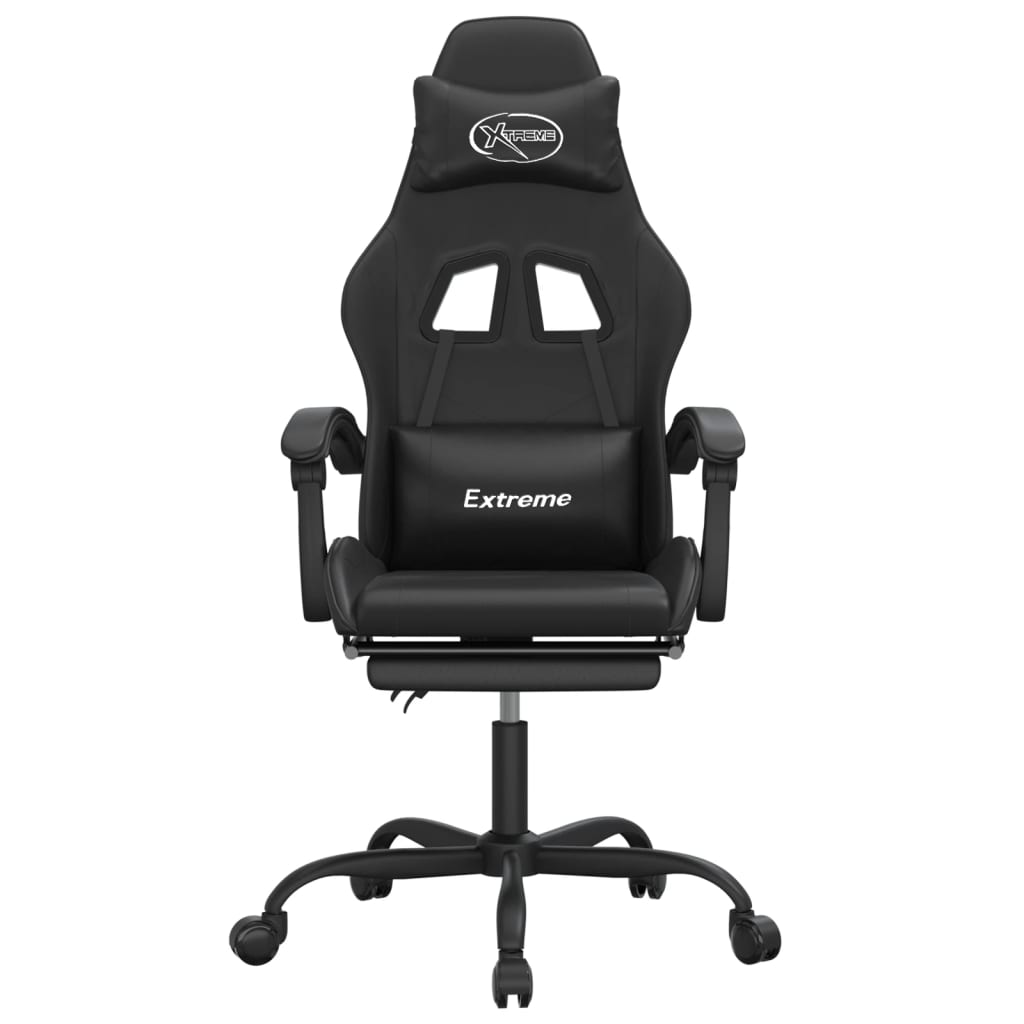 Cadeira gaming c/ apoio pés couro artificial preto