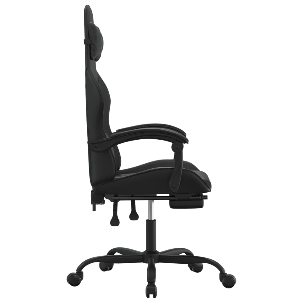 Cadeira gaming c/ apoio pés couro artificial preto