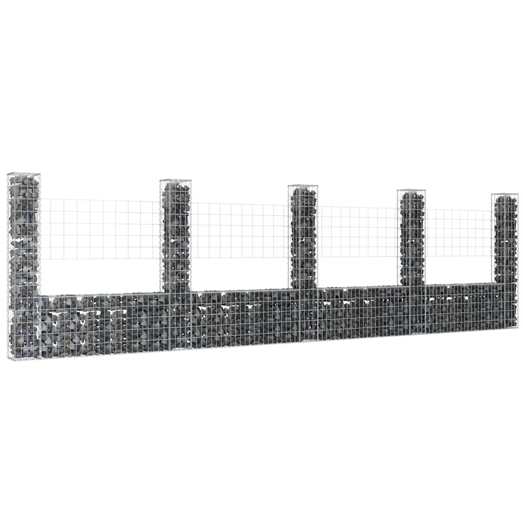 Cesto gabião em forma de u c/ 5 postes 500x20x150 cm ferro