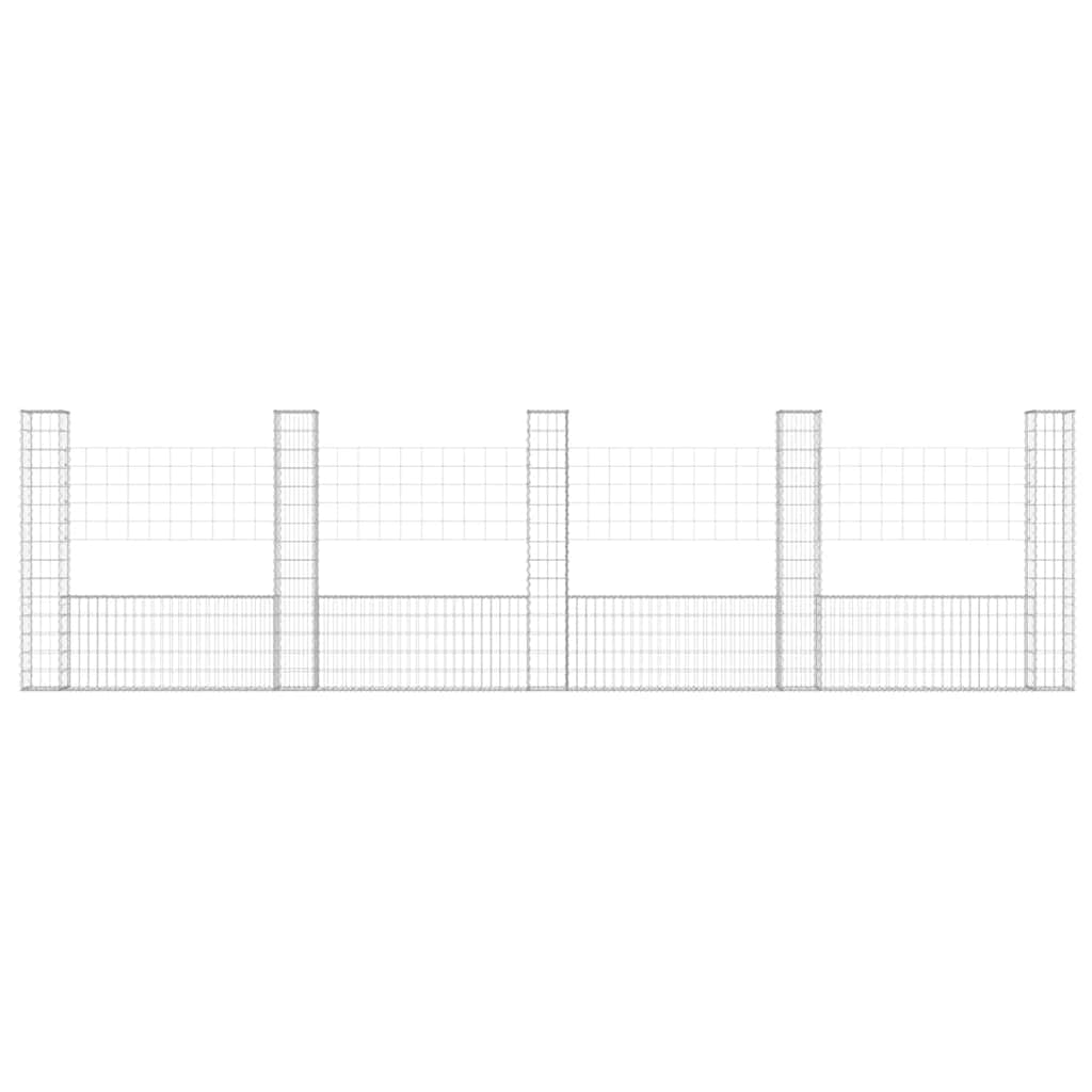 Cesto gabião em forma de u c/ 5 postes 500x20x150 cm ferro