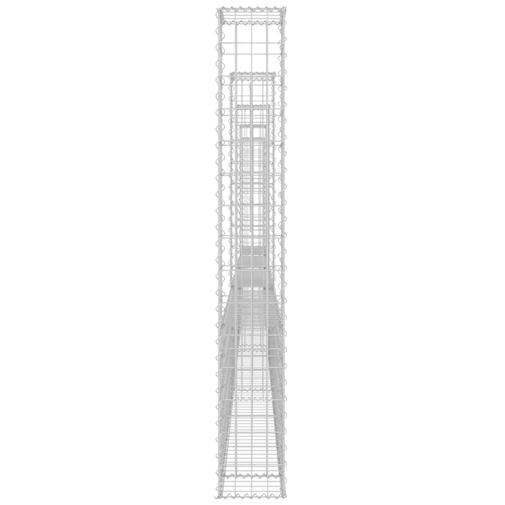 Cesto gabião em forma de u c/ 5 postes 500x20x150 cm ferro