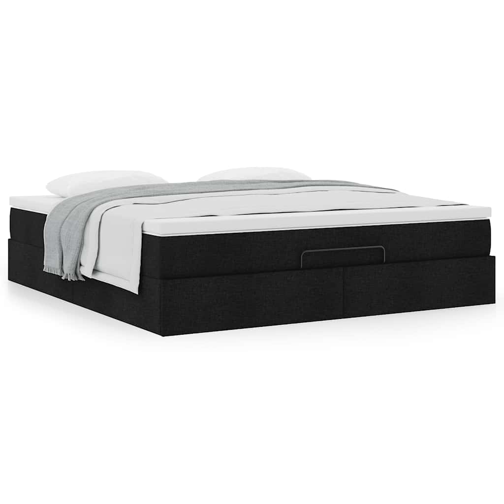 Estrutura de cama otomana com colchão 180x200 cm tecido preto