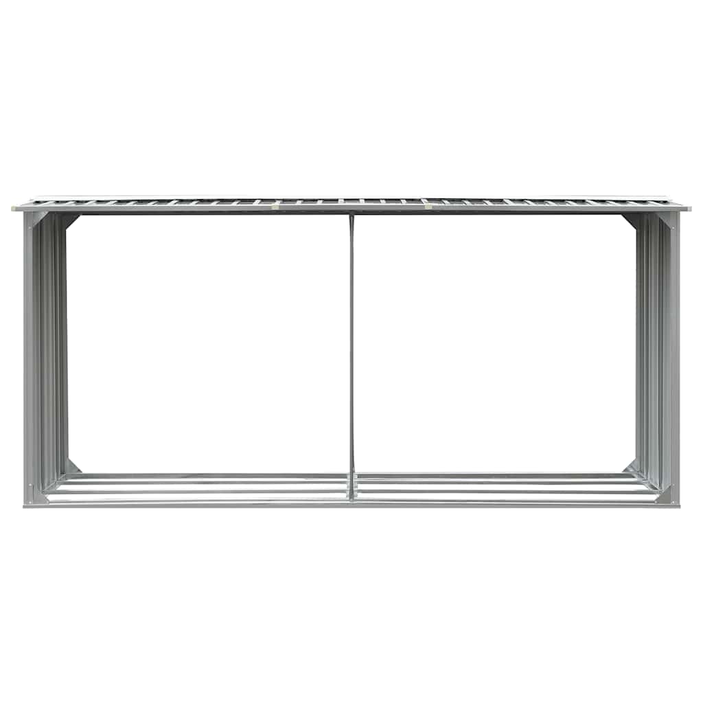 Abrigo jardim p/ arrumação de troncos aço 330x92x153cm cinzento