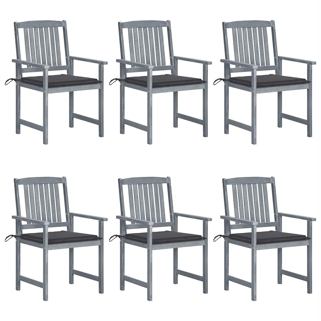 Cadeiras de jardim c/ almofadões 6 pcs acácia maciça cinzento