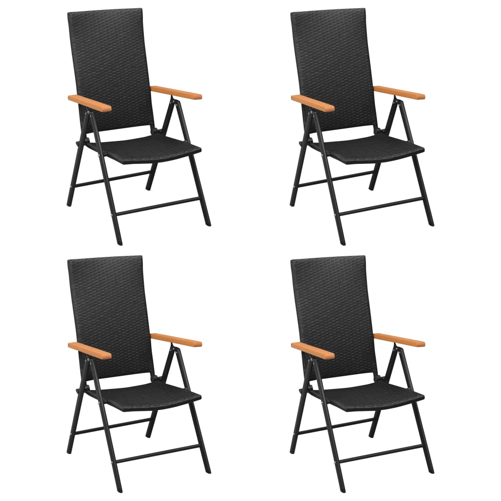 5 Pcs conjunto de jantar para jardim preto e castanho