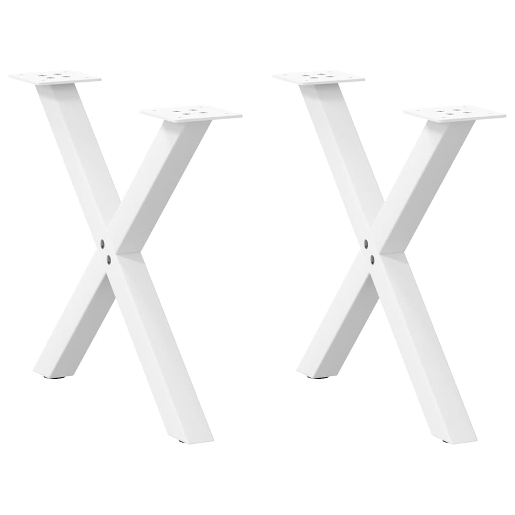 Pés para mesa de centro em formato de x, 2 peças, branco, 50x (42-43) cm, aço