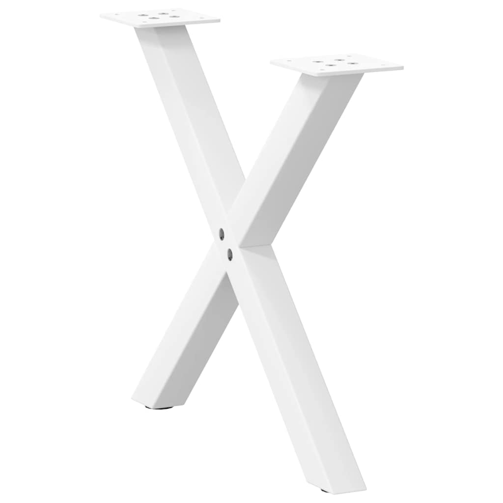 Pés para mesa de centro em formato de x, 2 peças, branco, 50x (42-43) cm, aço