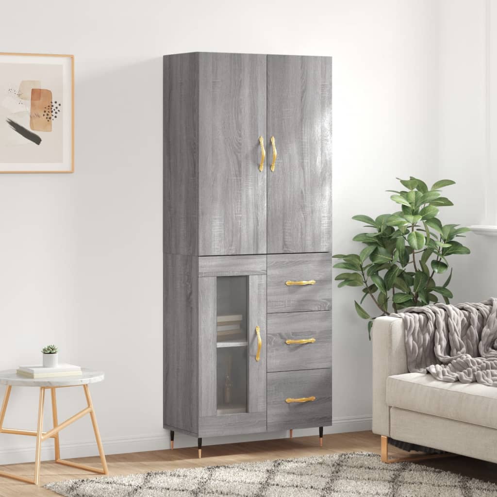 Armário alto 69,5x34x180 cm derivados de madeira sonoma cinza