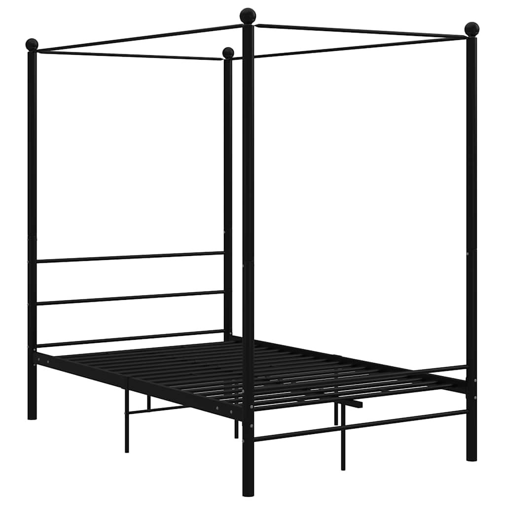 Estrutura de cama com dossel 140x200 cm metal preto