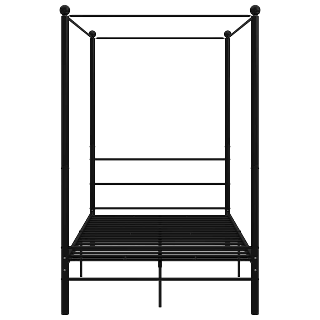 Estrutura de cama com dossel 140x200 cm metal preto