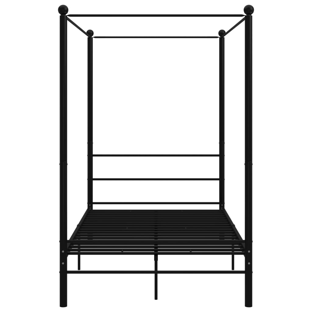 Estrutura de cama com dossel 140x200 cm metal preto