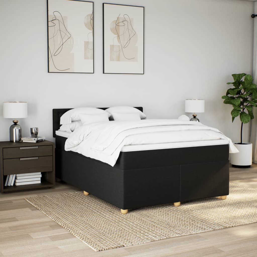 Cama com molas/colchão 140x190 cm tecido preto