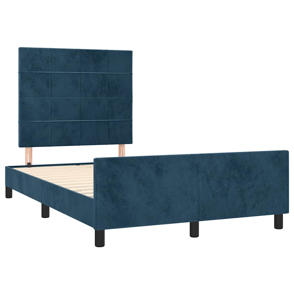 Estrutura de cama sem colchão 120x200 cm veludo azul