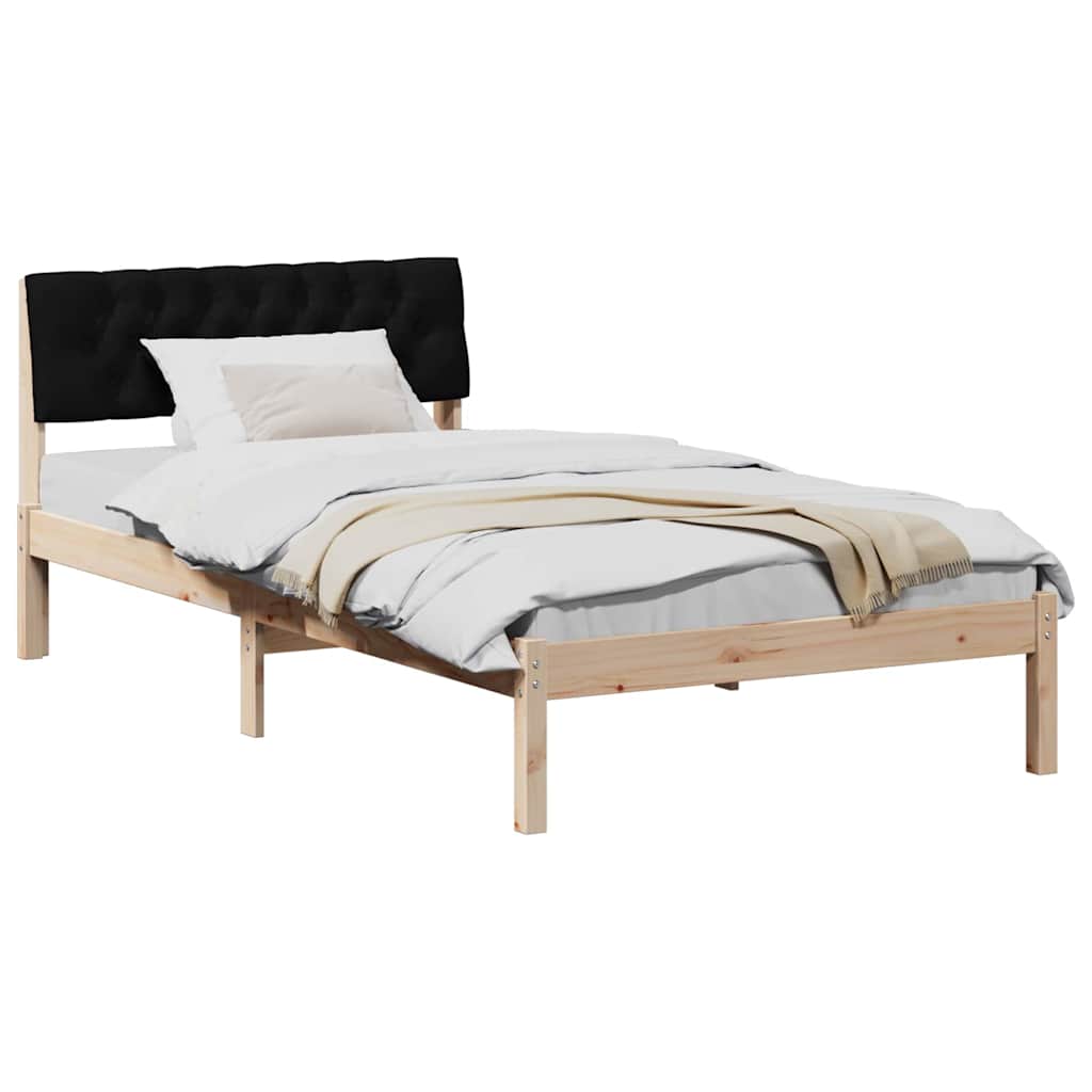 Estrutura da cama com cabeceira castanho e preto 100 x 200 cm