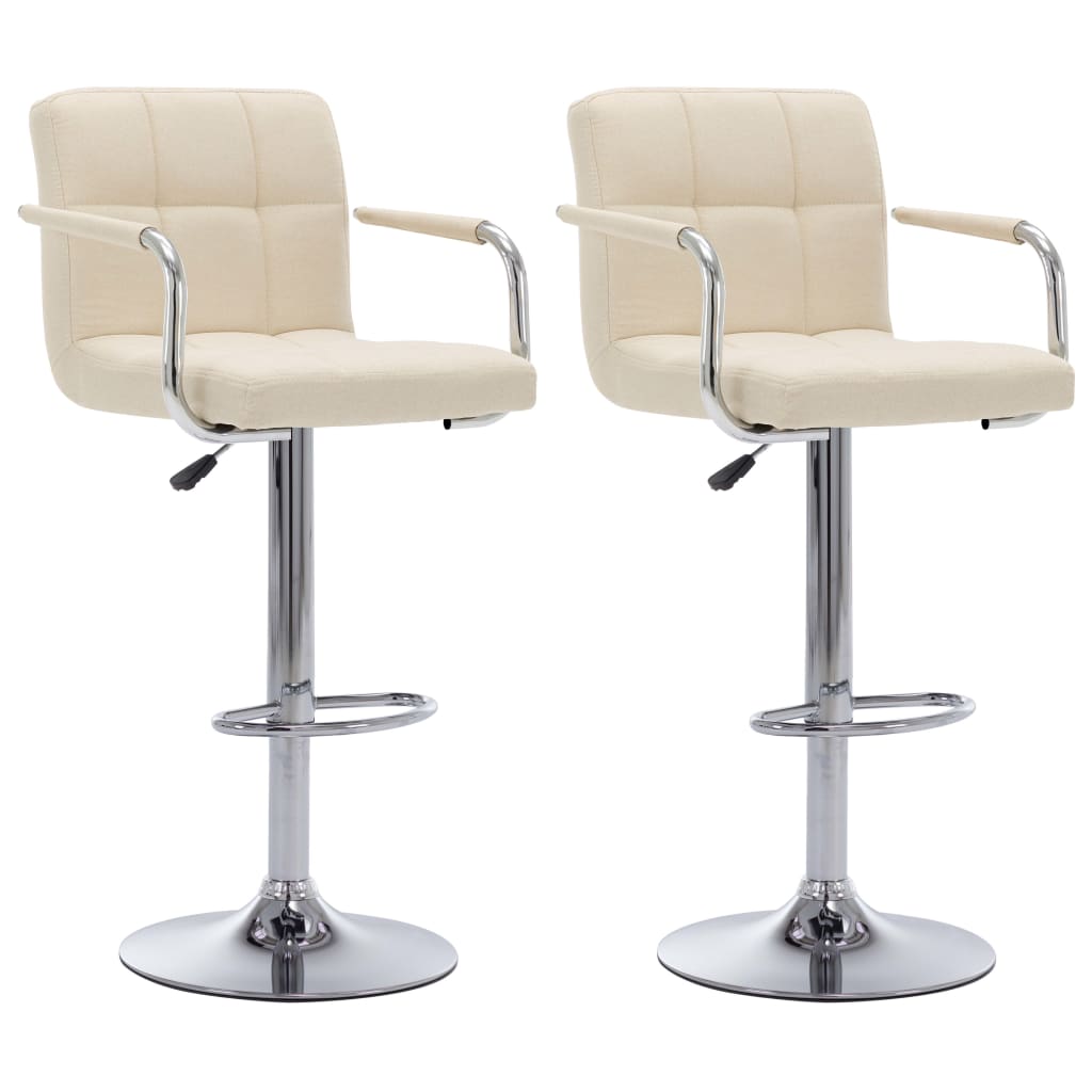 Bancos de bar 2 pcs tecido cor creme