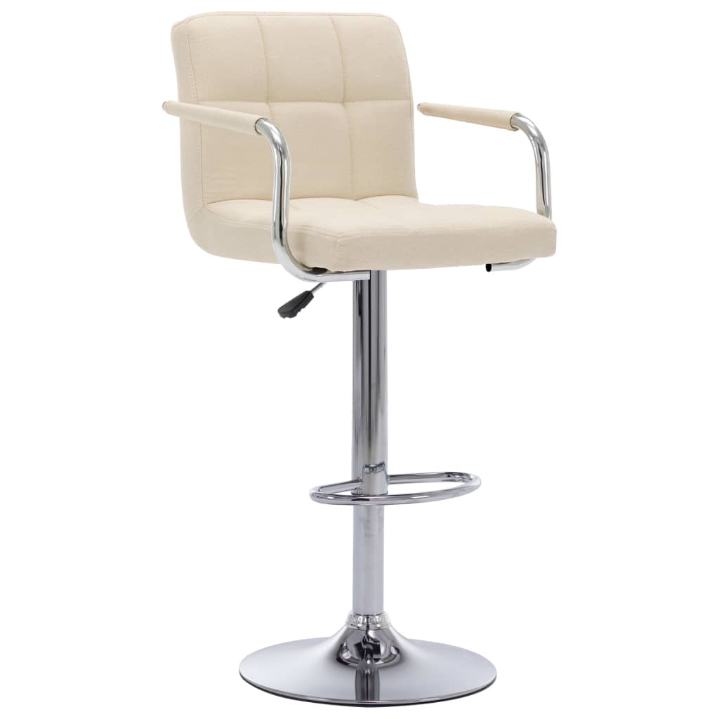 Bancos de bar 2 pcs tecido cor creme