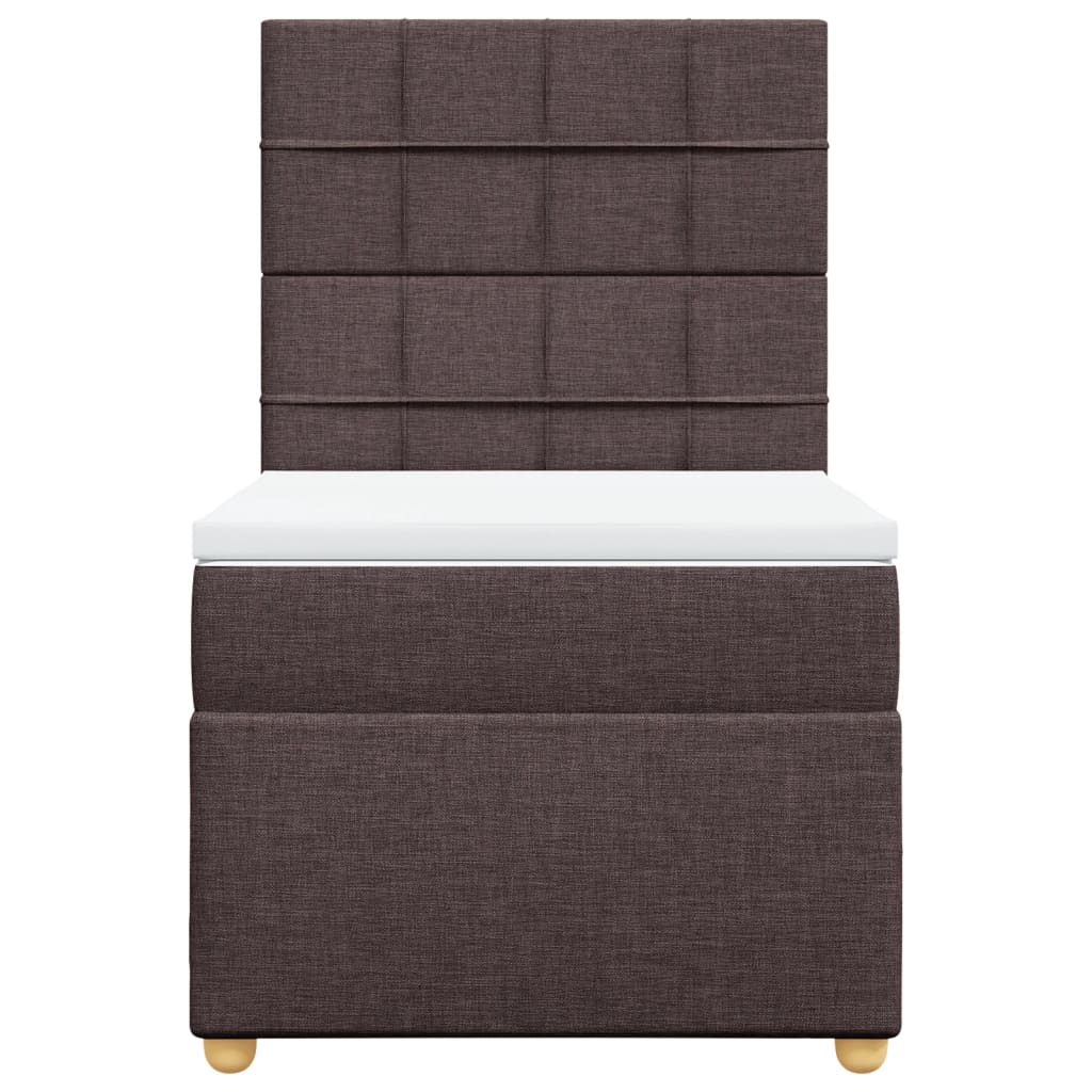 Cama com molas/colchão 90x200 cm tecido castanho-escuro